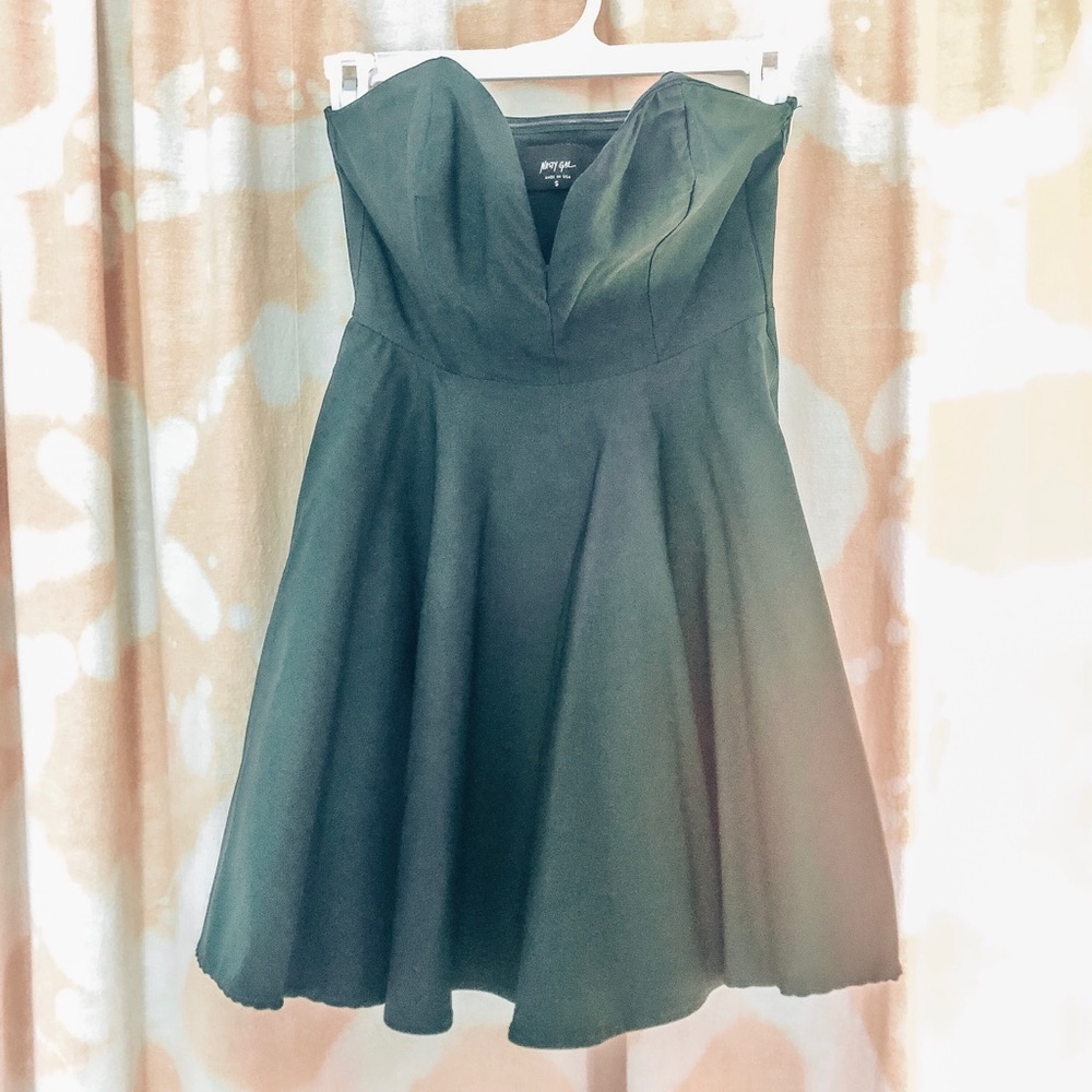 Nasty Gal Dark Green strapless dress